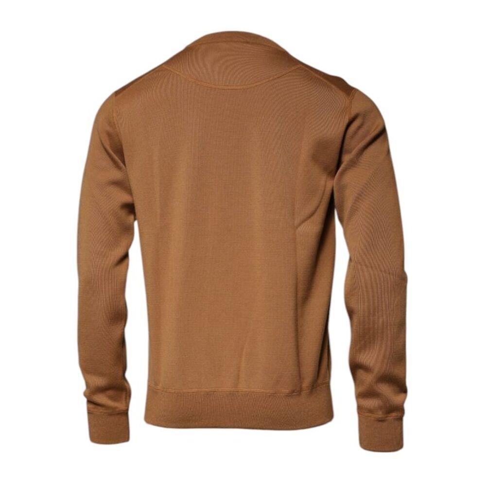 Dolce & Gabbana Brown Logo Plaque Crew Neck Pullover Men's Sweater - Picture 4 of 6